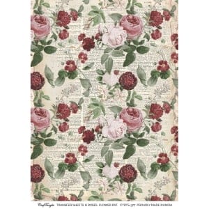 CrafTangles A4 Transfer It Sheets - Red Roses (Flower Pattern)