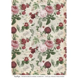CrafTangles A4 Transfer It Sheets - Red Roses (Flower Pattern)