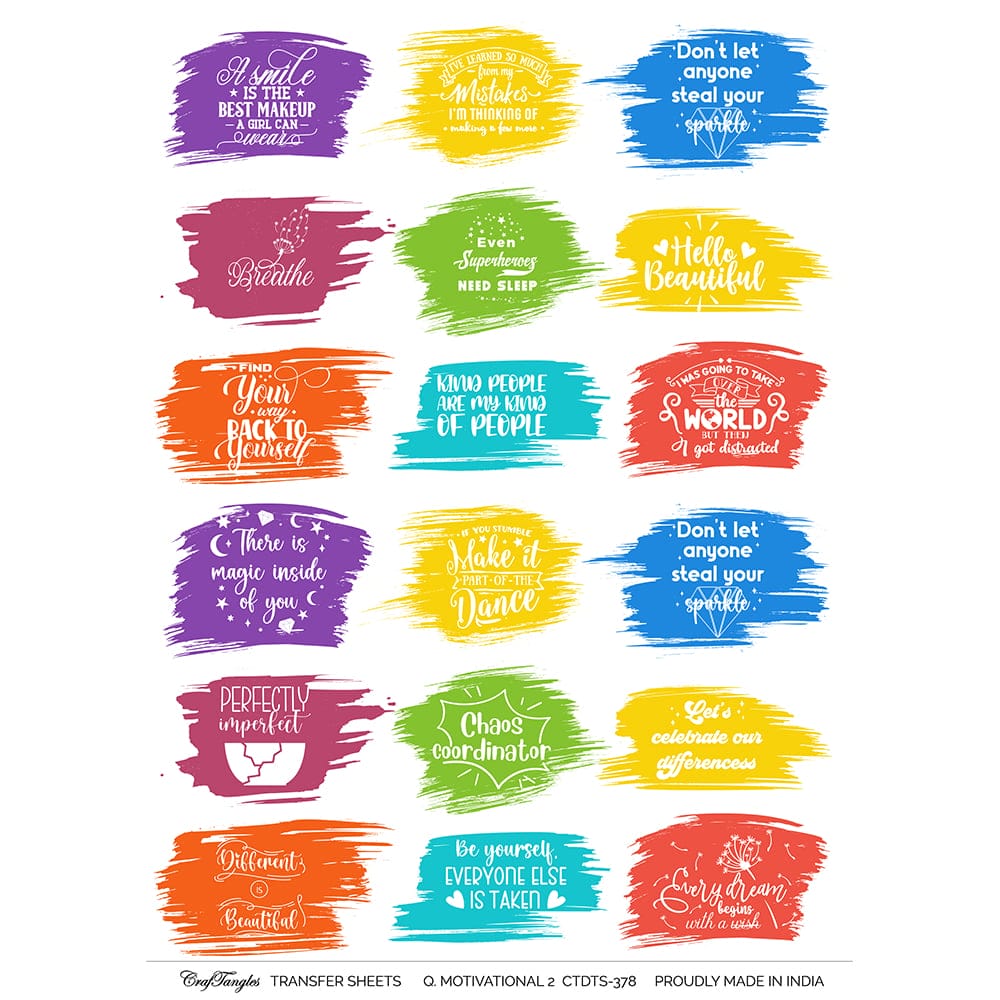 CrafTangles A4 Transfer It Sheets - Quotes - Motivational 2 CTDTS 378 CrafTangles transfer sheet Quotes Motivational 2 CrafTangles A4 Transfer It Sheets - Quotes - Motivational 2