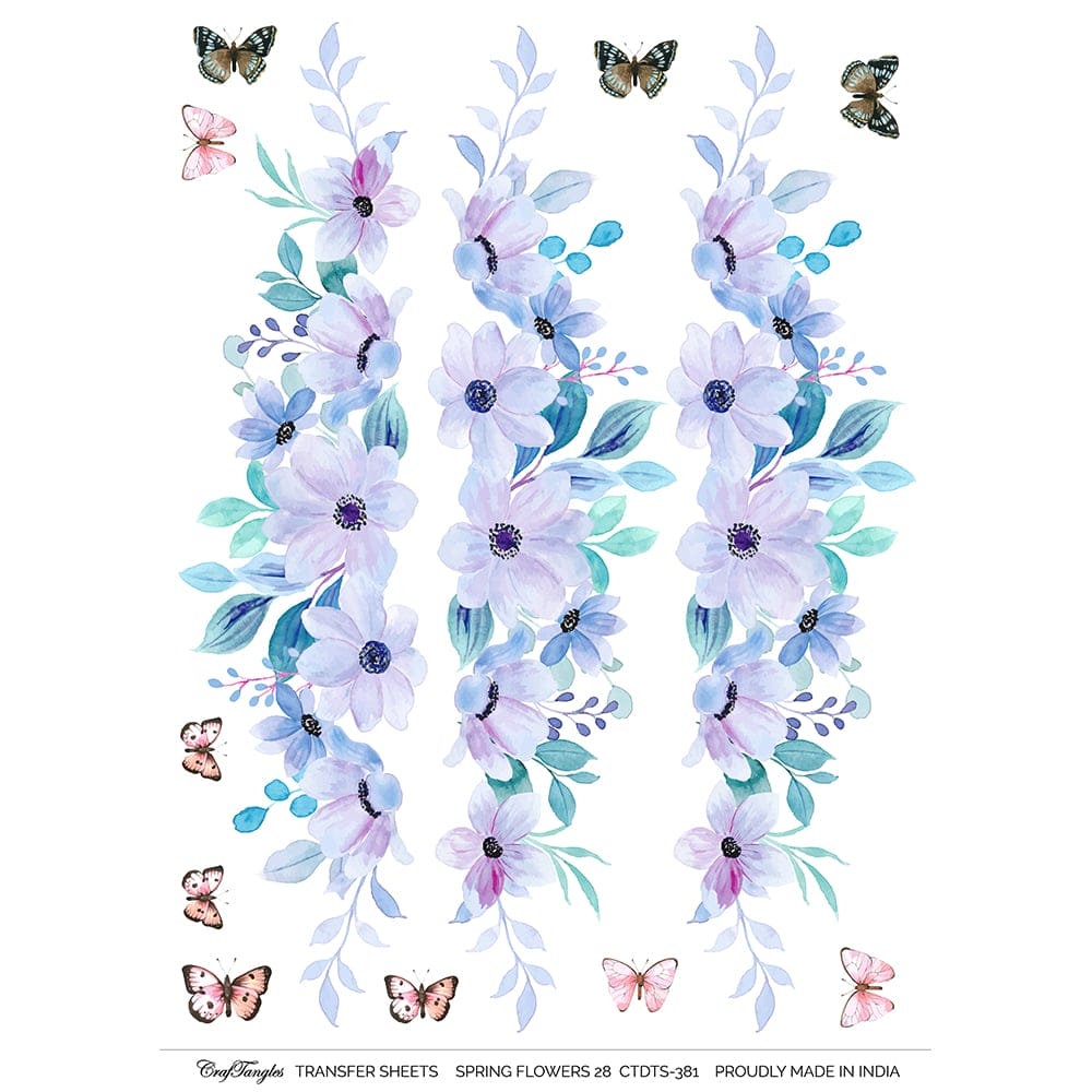 CrafTangles A4 Transfer It Sheets - Spring Flowers 28 CTDTS 381 CrafTangles transfer sheet Spring Flowers 28 CrafTangles A4 Transfer It Sheets - Spring Flowers 28