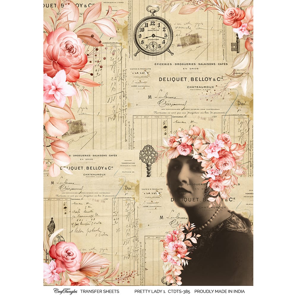 CrafTangles A4 Transfer It Sheets - Pretty Lady 1 CTDTS 385 CrafTangles transfer sheet Pretty Woman 1 CrafTangles A4 Transfer It Sheets - Pretty Lady 1