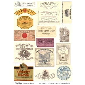 CrafTangles A4 Transfer It Sheets - Vintage Labels 1
