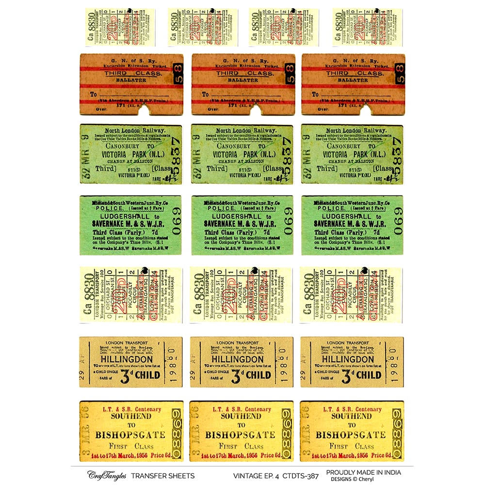 CrafTangles A4 Transfer It Sheets - Vintage Ephemera 4 CTDTS 387 CrafTangles transfer sheet Vintage Ephemeras 4 CrafTangles A4 Transfer It Sheets - Vintage Ephemera 4