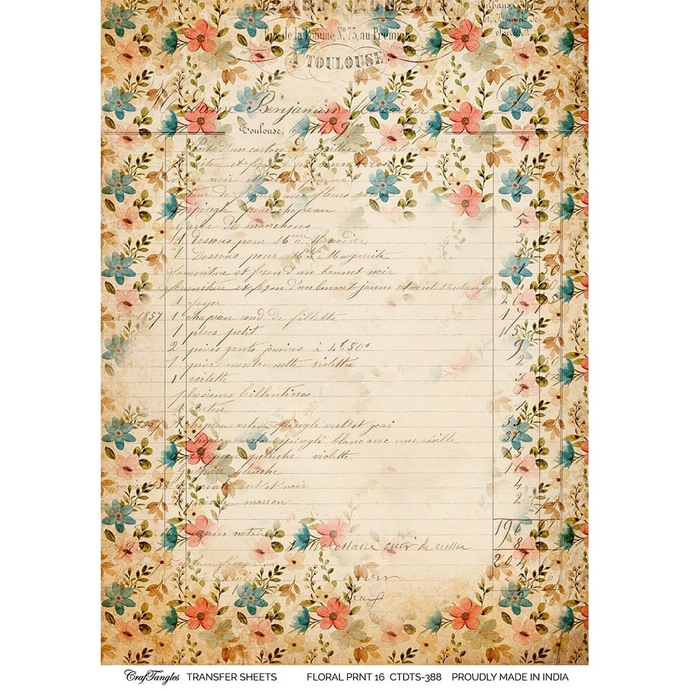 CrafTangles A4 Transfer It Sheets - Floral Print 16