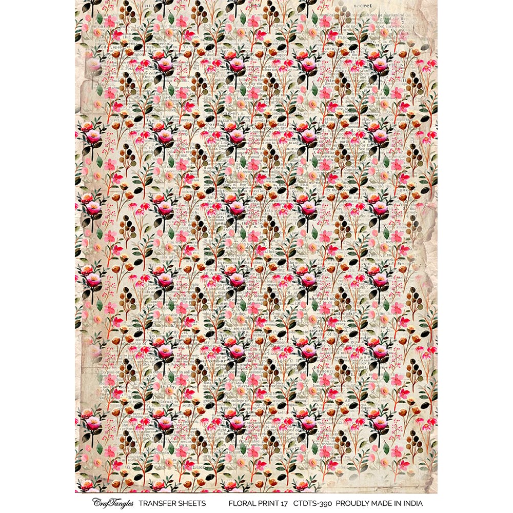 CrafTangles A4 Transfer It Sheets - Floral Print 17 CTDTS 390 CrafTangles transfer sheet Floral Print 17 CrafTangles A4 Transfer It Sheets - Floral Print 17