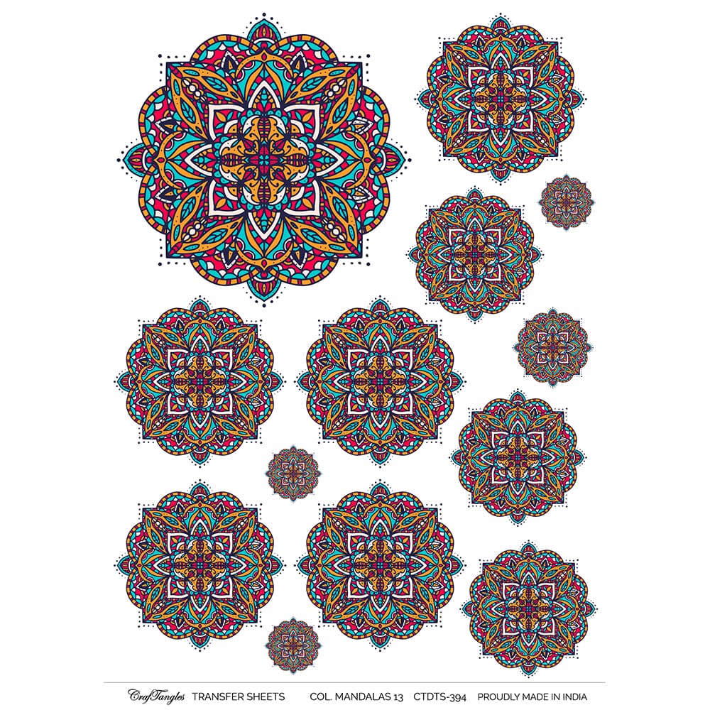 CrafTangles A4 Transfer It Sheets - Colourful Mandalas 13 CTDTS 394 CrafTangles transfer sheet Colorful Mandalas 13 CrafTangles A4 Transfer It Sheets - Colourful Mandalas 13