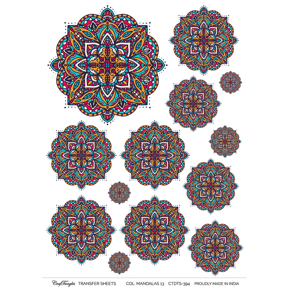CrafTangles A4 Transfer It Sheets - Colourful Mandalas 13 CTDTS 394 CrafTangles transfer sheet Colorful Mandalas 13 CrafTangles A4 Transfer It Sheets - Colourful Mandalas 13
