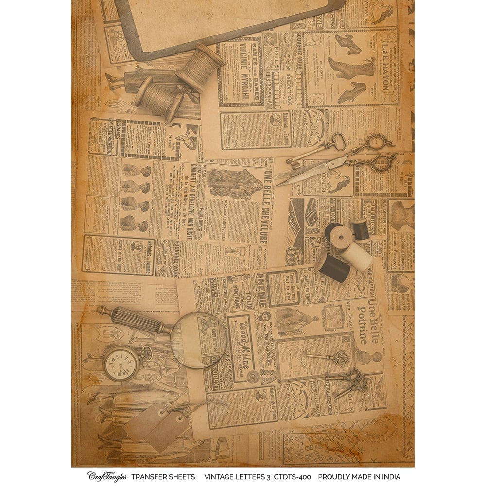 CrafTangles A4 Transfer It Sheets - Vintage Letters 3 CTDTS 400 CrafTangles transfer sheet Vintage Letters 3 CrafTangles A4 Transfer It Sheets - Vintage Letters 3