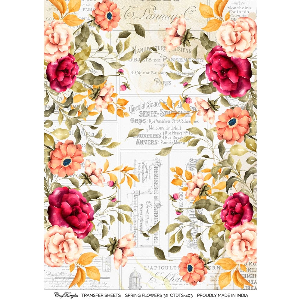 CrafTangles A4 Transfer It Sheets - Spring Flowers 32