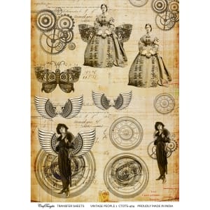 CrafTangles A4 Transfer It Sheets - Vintage People 1