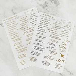 CrafTangles Foiled Sentiment Sheets (White and Gold) - Love Sentiments 1 (2 sheets of A5)