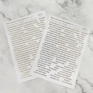 CrafTangles Foiled Sentiment Sheets (White and Gold) - Motivational Sentiments 2 (2 sheets of A5)