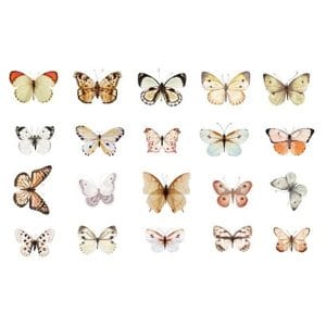 Clear PET Butterflies Stickers (40 pcs) - Pastels