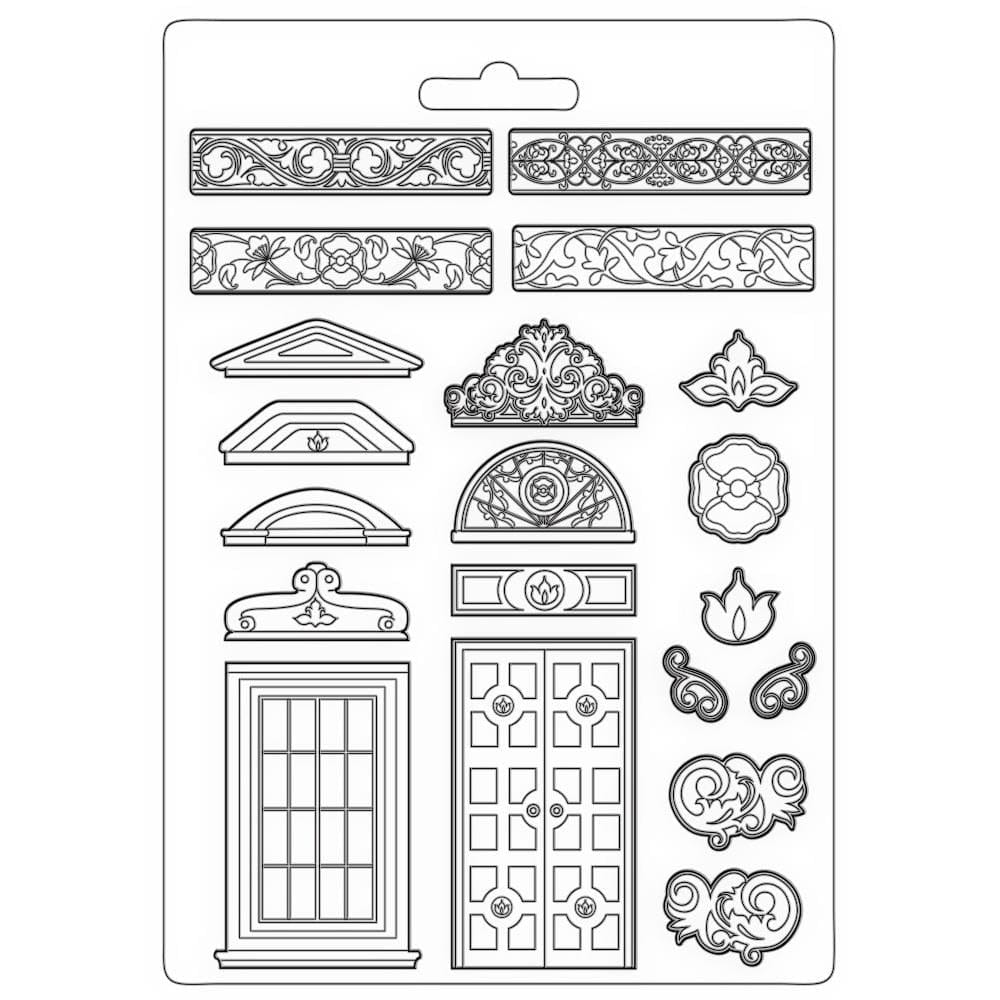 Stamperia Soft Maxi Mould 8.5"X11.5" - Greek and Door, Casa Granada Stamperia moulds K3PTA4526 Stamperia Soft Maxi Mould 8.5"X11.5" - Greek and Door, Casa Granada