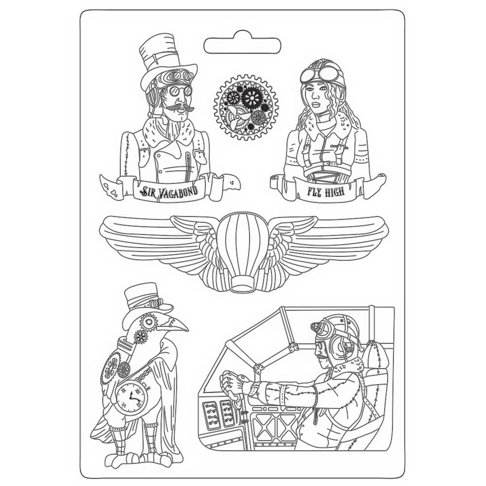 Stamperia Soft Maxi Mould 8.5"X11.5" - Fly High, Sir Vagabond Aviator Stamperia moulds K3PTA4538 Stamperia Soft Maxi Mould 8.5"X11.5" - Fly High, Sir Vagabond Aviator