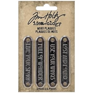 Tim Holtz Idea-Ology Metal Word Plaques 4/Pkg