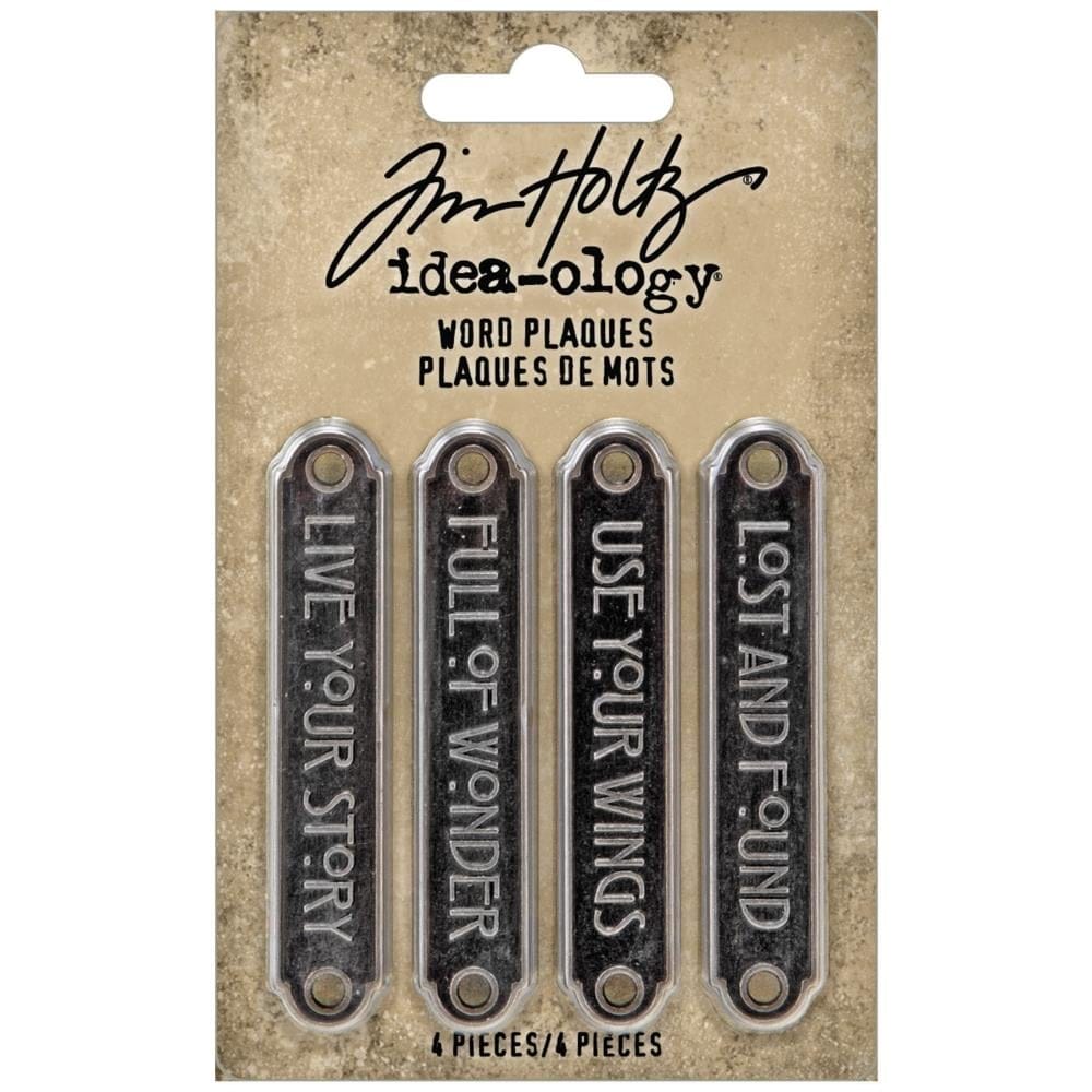 Tim Holtz Idea-Ology Metal Word Plaques 4/Pkg tim holtz idealogy metal plaques TH94246 Tim Holtz Idea-Ology Metal Word Plaques 4/Pkg