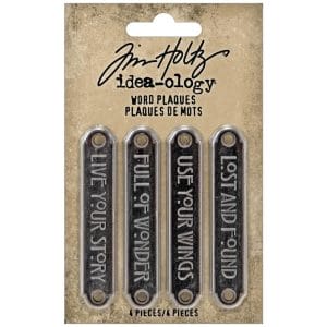 Tim Holtz Idea-Ology Metal Word Plaques 4/Pkg