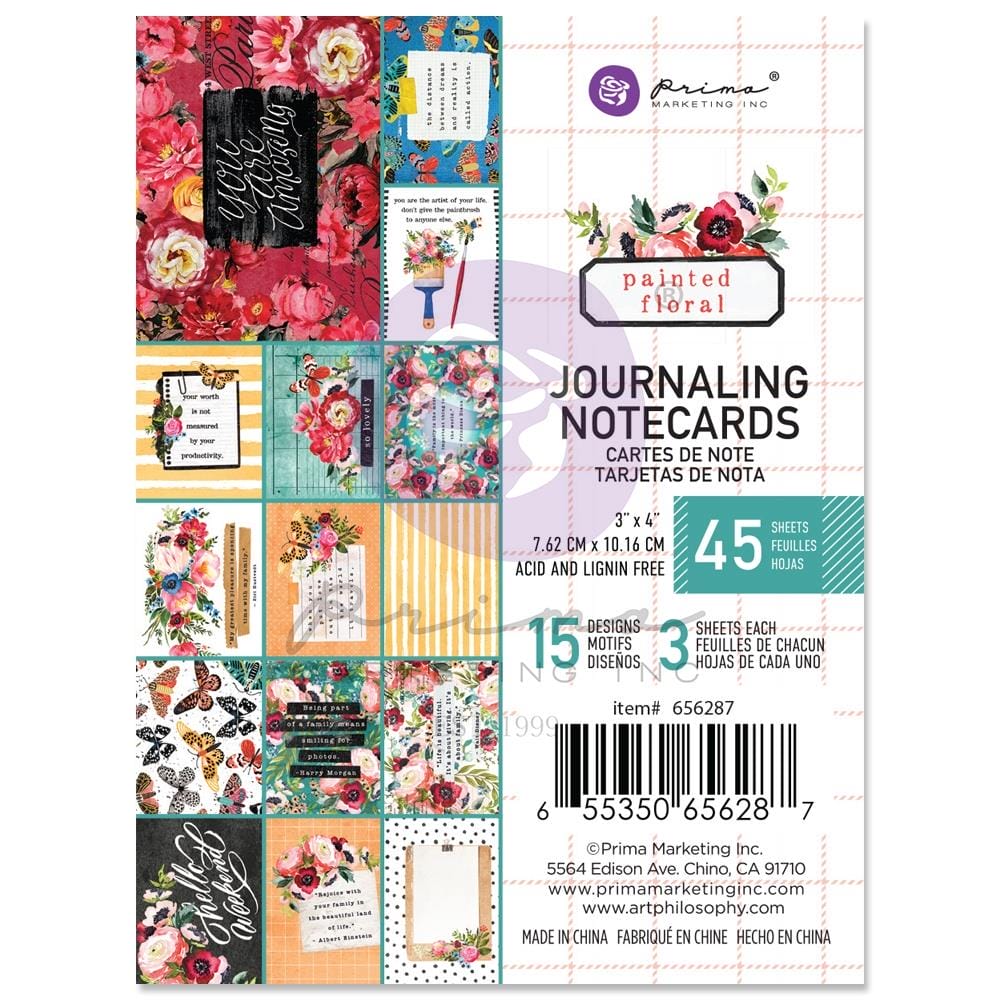 Prima 3 by 4 journalling cards - Painted Floral prima journalling cards 656287 Prima 3 by 4 journalling cards - Painted Floral
