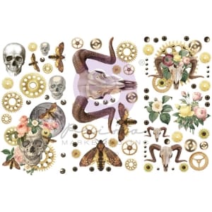 Prima Finnabair Mini Transfers 6"X12" 3/Sheets - Boho Skull