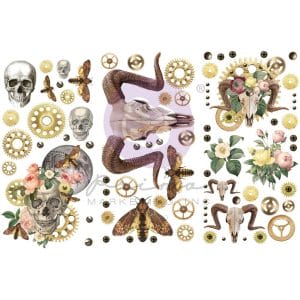 Prima Finnabair Mini Transfers 6"X12" 3/Sheets - Boho Skull