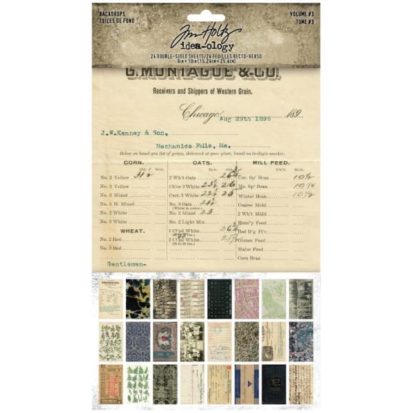 Tim Holtz Idea-Ology Backdrops Double-Sided Cardstock 6"X10" 24/Pkg - Volume 3