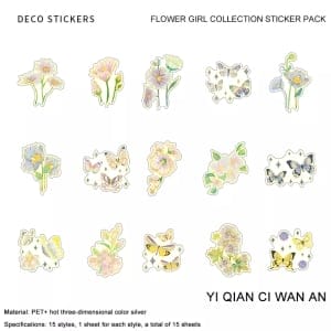 15pcs_PET_Stickers_Flowers_PMZTB-0144