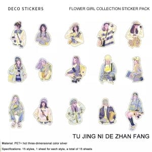 15pcs_PET_Stickers_Girls_2