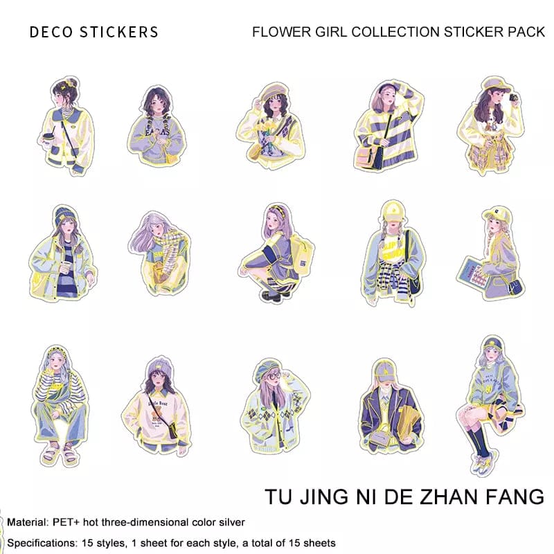 Foiled PET Clear Stickers (15 pcs) - Girls 15pcs PET Stickers Girls 2 15pcs_PET_Stickers_Girls_2
