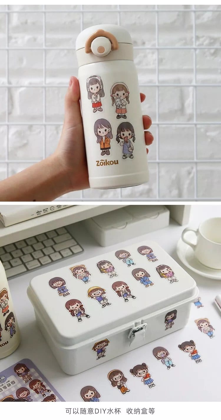 Clear PET Cute Girls Stickers (40 pcs) - Reds 40pcs girl stickers 3 40pcs_girl_stickers_3