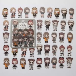 Clear PET Cute Girls Stickers (40 pcs) - Blacks
