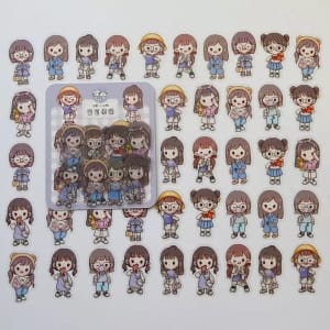Clear PET Cute Girls Stickers (40 pcs) - Lavenders