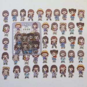 Clear PET Cute Girls Stickers (40 pcs) - Lavenders