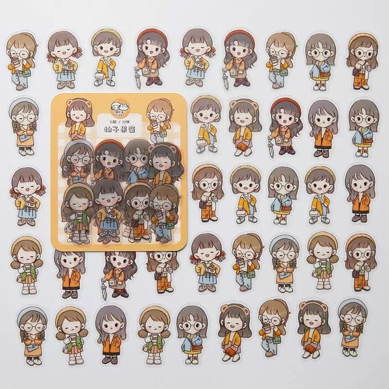 Clear PET Cute Girls Stickers (40 pcs) - Yellows 40pcs girl stickers MSTZ 082 Clear PET Cute Girls Stickers (40 pcs) - Yellows