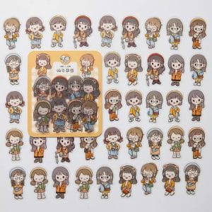 Clear PET Cute Girls Stickers (40 pcs) - Yellows