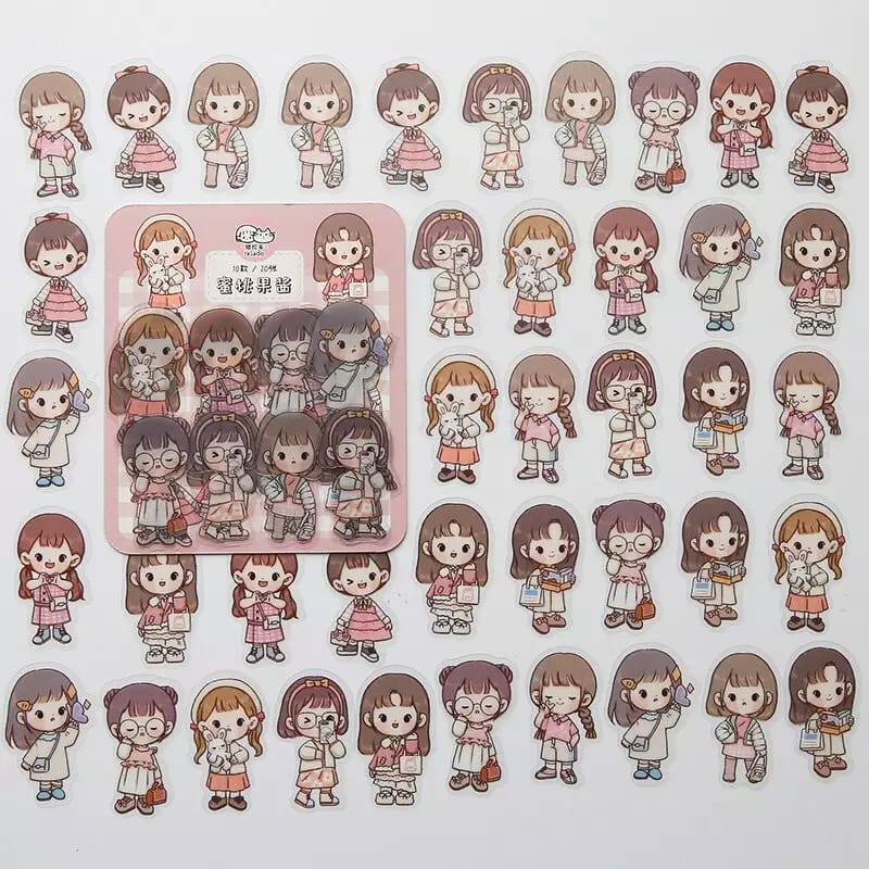 Clear PET Cute Girls Stickers (40 pcs) - Pinks 40pcs girl stickers MSTZ 083 Clear PET Cute Girls Stickers (40 pcs) - Pinks