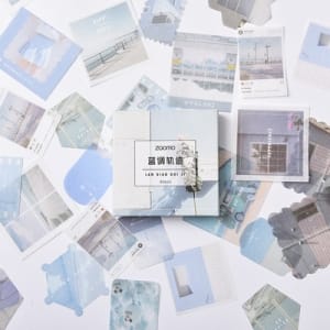 Photo Sticker Book for Journal Ephemeras (80 sheets) - Blues