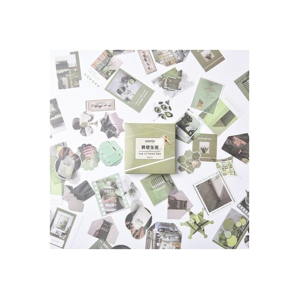 Photo Sticker Book for Journal Ephemeras (80 sheets) - Greens