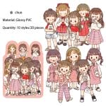 Girls Sticker (20 pcs) - Shades of Pinks and Reds