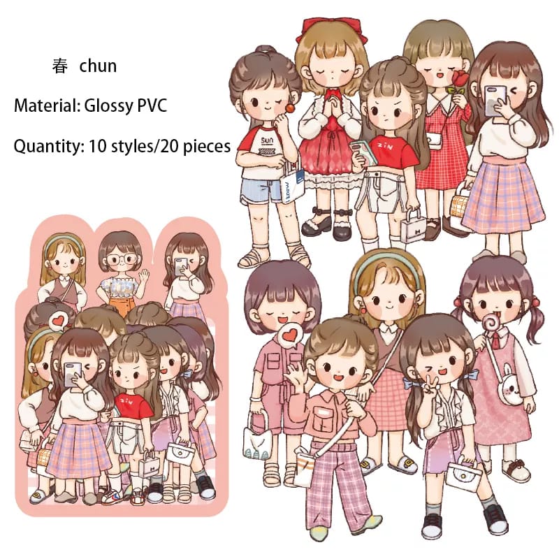 Girls Sticker (20 pcs) - Shades of Pinks and Reds Girls sticker 20pcs MSTZ 006 Girls Sticker (20 pcs) - Shades of Pinks and Reds