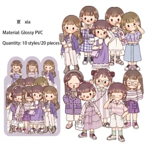 Girls Sticker (20 pcs) - Shades of Lavender