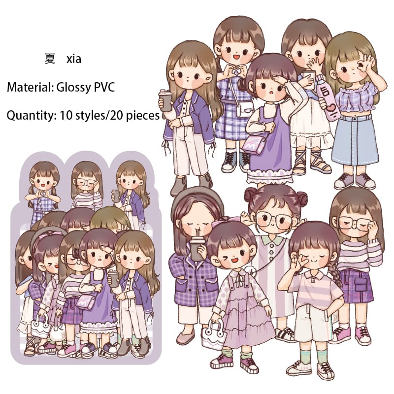 Girls Sticker (20 pcs) - Shades of Lavender Girls sticker 20pcs MSTZ 007 Girls Sticker (20 pcs) - Shades of Lavender