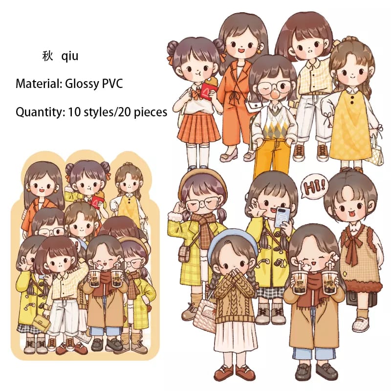 Girls Sticker (20 pcs) - Shades of Yellow Girls sticker 20pcs MSTZ 008 Girls Sticker (20 pcs) - Shades of Yellow