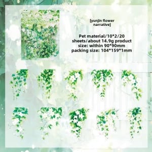 PET Clear Sticker Pack (20 pcs) - Cloud Jin Flower Narrate (HQYX)