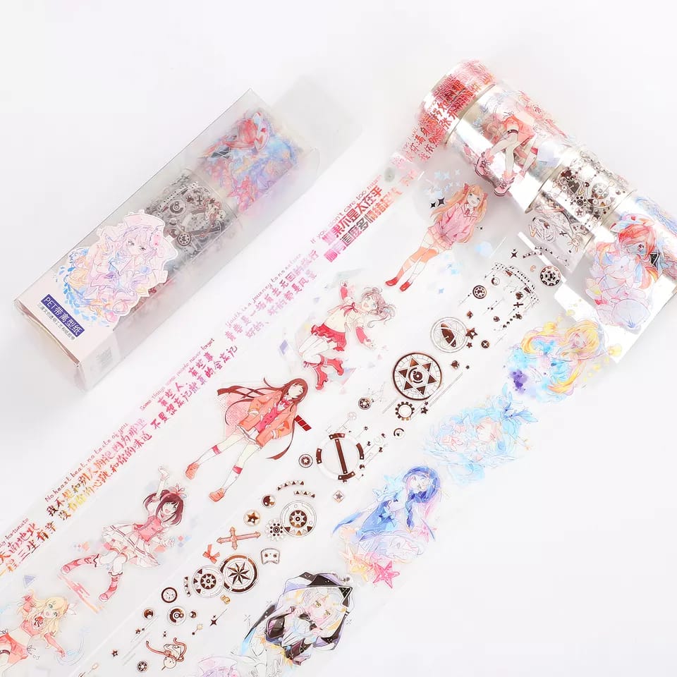 Clear PET Sticker Rolls Set - Girls (Pack of 4 rolls) (PCT-005) PET Clear Tapes Girls PCT 005 Clear PET Sticker Rolls Set - Girls (Pack of 4 rolls) (PCT-005)