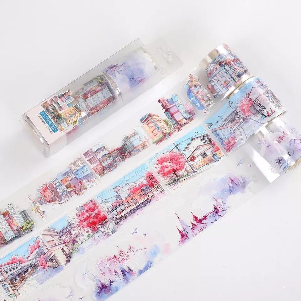 Clear PET Sticker Rolls Set - Houses (Pack of 3 rolls) (PCT-008) PET Clear Tapes Girls PCT 008 Clear PET Sticker Rolls Set - Houses (Pack of 3 rolls) (PCT-008)