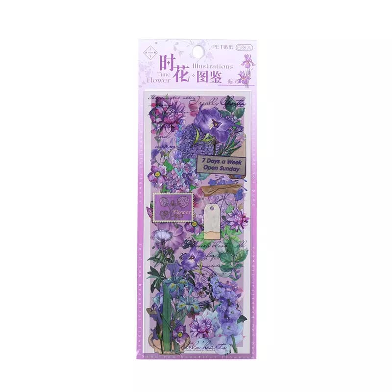 Clear PET Flowers Stickers (4 sheets) - Lavendar Flowers PET Sticker Time Illustrations Flowers SHTJ 562 1001 1 Clear PET Flowers Stickers (4 sheets) - Lavendar Flowers