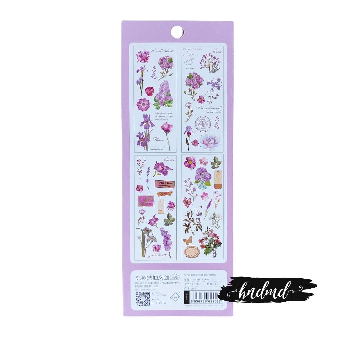 Clear PET Flowers Stickers (4 sheets) - Lavendar Flowers PET Sticker Time Illustrations Flowers SHTJ 562 1001 2 PET_Sticker_Time_Illustrations_Flowers_SHTJ-562-1001_2