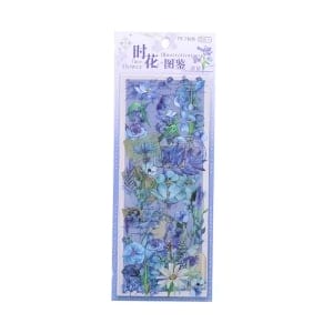 Clear PET Flowers Stickers (4 sheets) - Blue Flowers