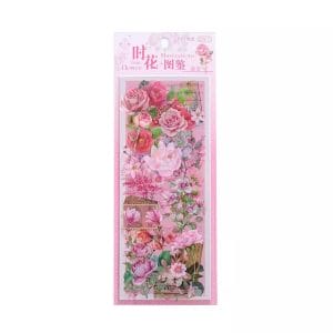 Clear PET Flowers Stickers (4 sheets) - Pink Flowers